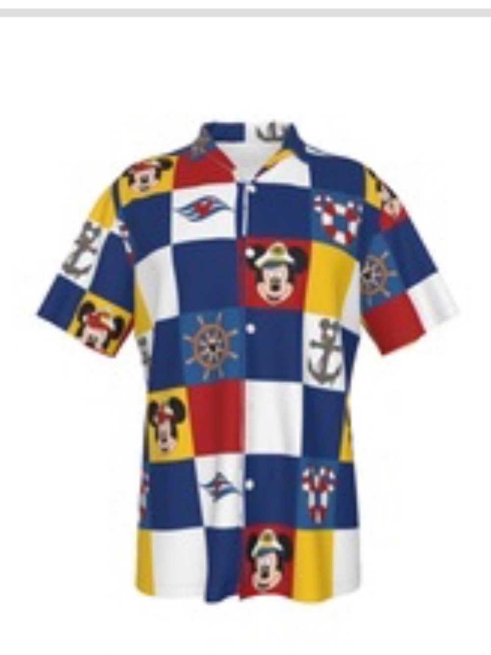 Men’s ' Nautical Patchwork Short Sleeve Shirt - Red, Blue, Yellow